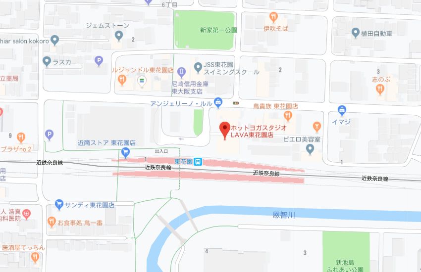 ホットヨガスタジオLAVA東花園店地図