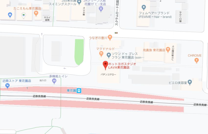 ホットヨガスタジオLAVA東花園店地図