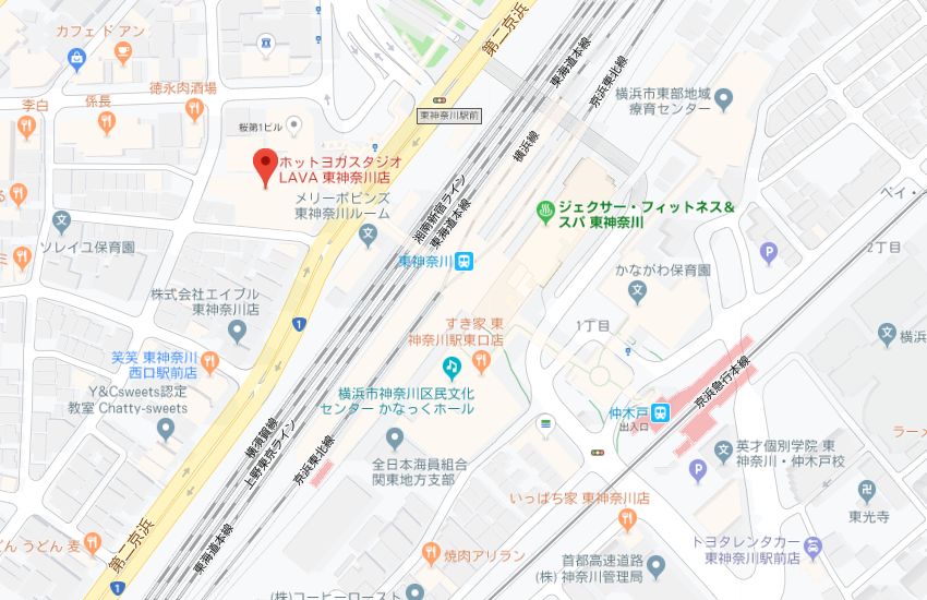 ホットヨガスタジオLAVA東神奈川店地図