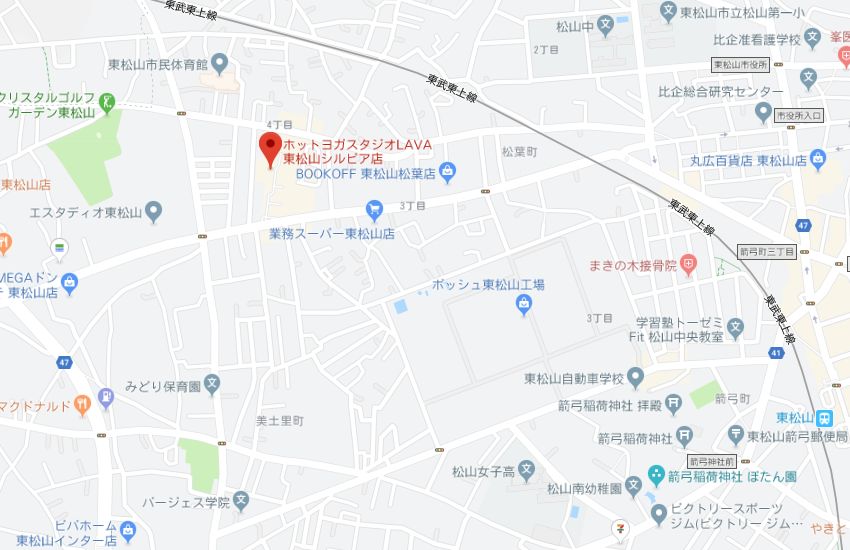 ホットヨガスタジオLAVA東松山シルピア店地図