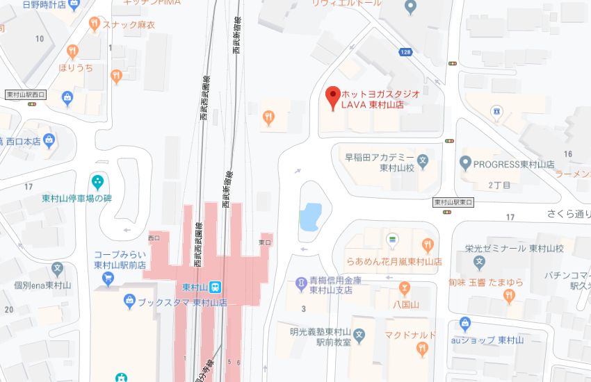 ホットヨガスタジオLAVA東村山店地図