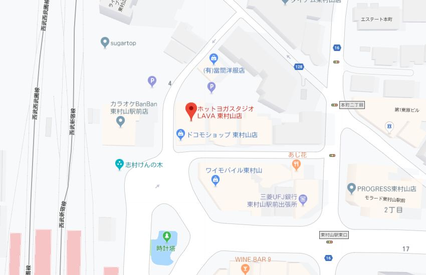 ホットヨガスタジオLAVA東村山店地図