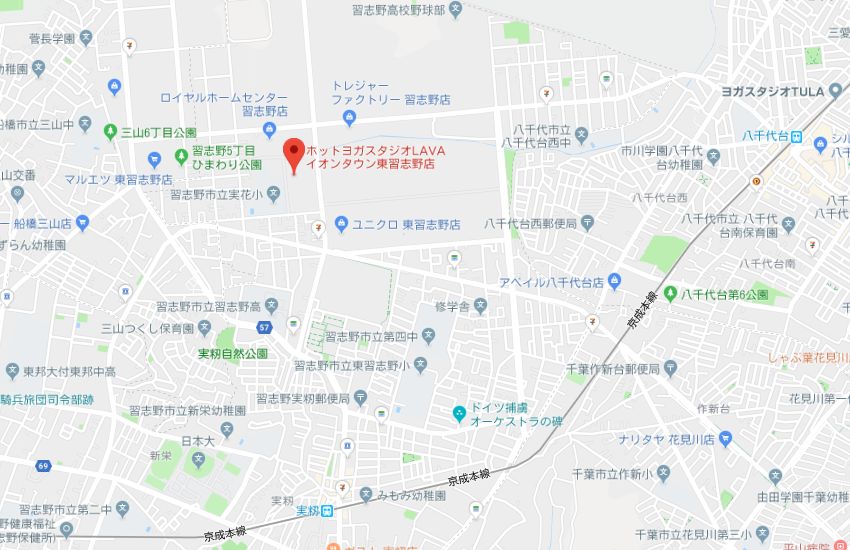 ホットヨガスタジオLAVAイオンタウン東習志野店地図