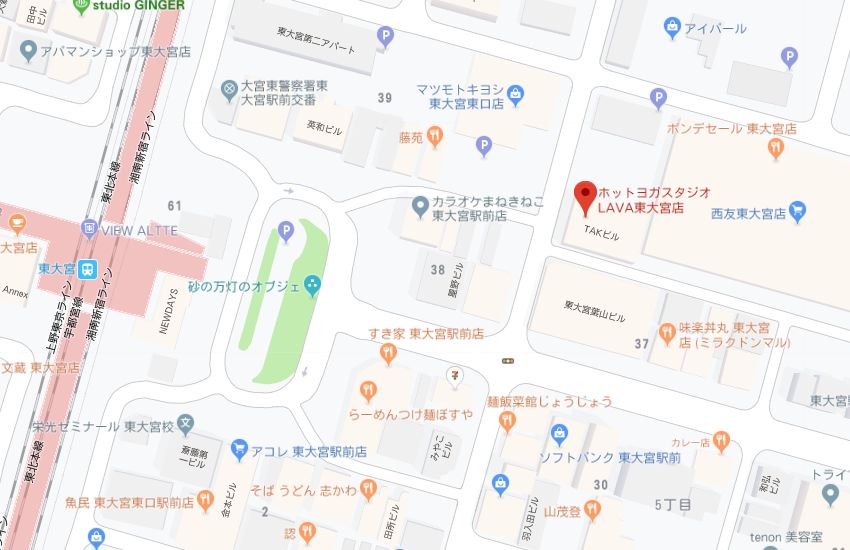ホットヨガスタジオLAVA東大宮店地図