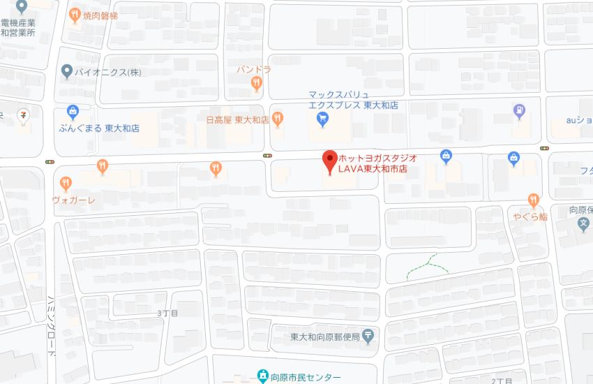 ホットヨガスタジオLAVA東大和市店地図