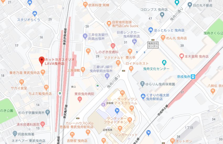 ホットヨガスタジオLAVA曳舟店地図