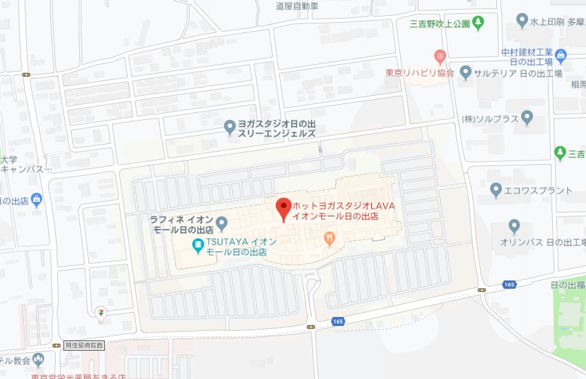 ホットヨガスタジオLAVAイオンモール日の出店地図