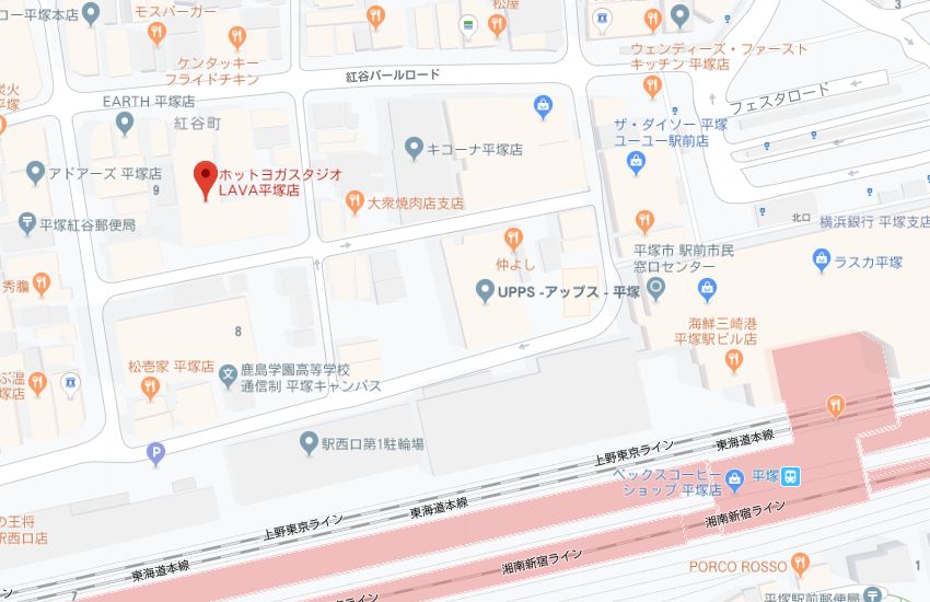 ホットヨガスタジオLAVA平塚店地図