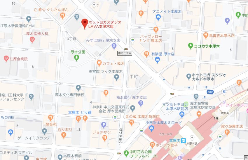 ホットヨガスタジオLAVA本厚木店地図
