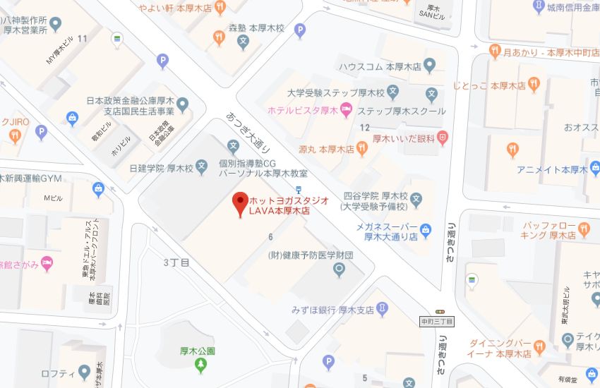 ホットヨガスタジオLAVA本厚木店地図