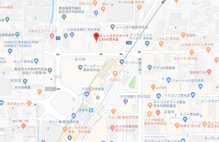 ホットヨガスタジオLAVA茨木店地図