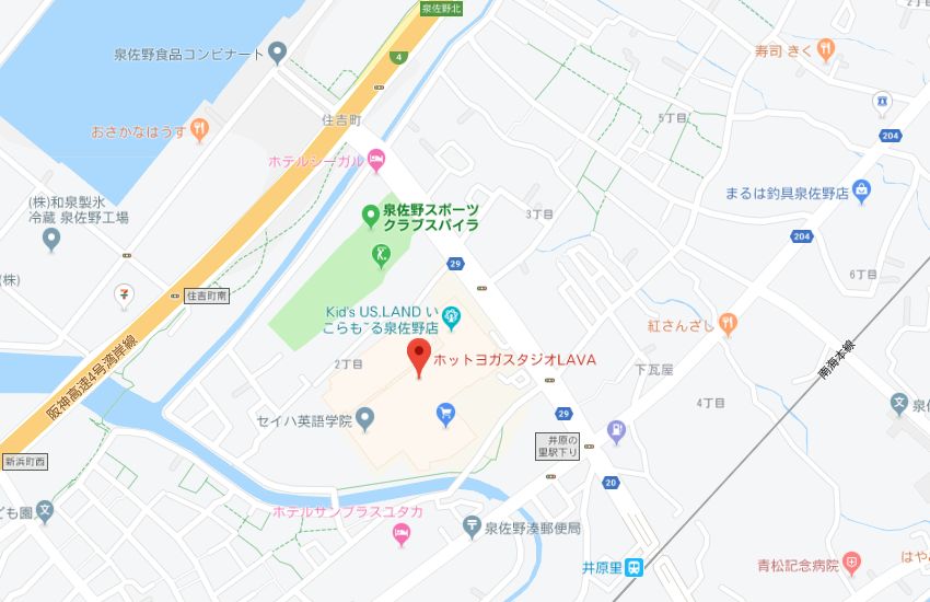 ホットヨガスタジオLAVAいこらも～る泉佐野店地図