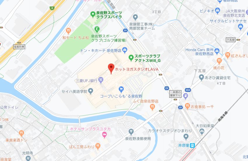 ホットヨガスタジオLAVAいこらも～る泉佐野店地図