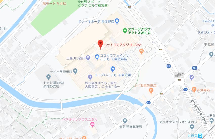 ホットヨガスタジオLAVAいこらも～る泉佐野店地図