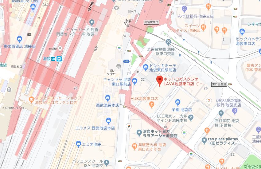 ホットヨガスタジオLAVA池袋東口店地図