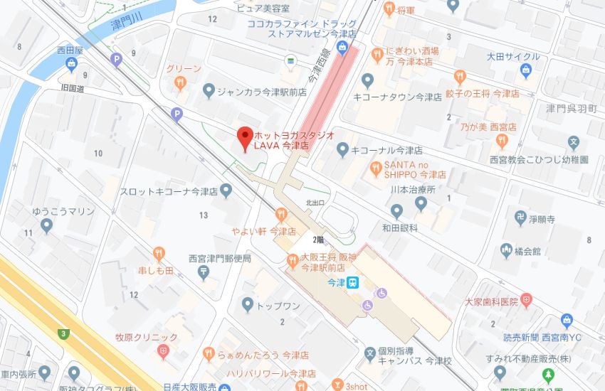 ホットヨガスタジオLAVA今津店地図