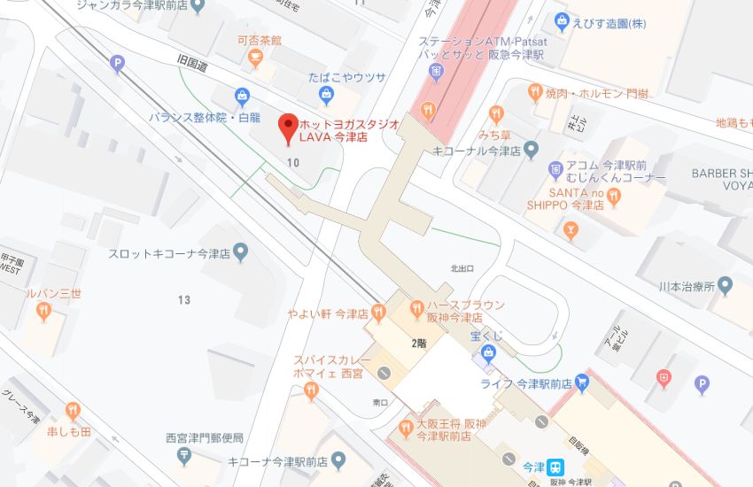 ホットヨガスタジオLAVA今津店地図