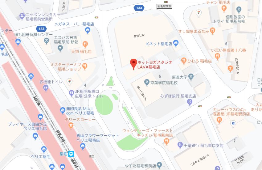 ホットヨガスタジオLAVA稲毛店地図