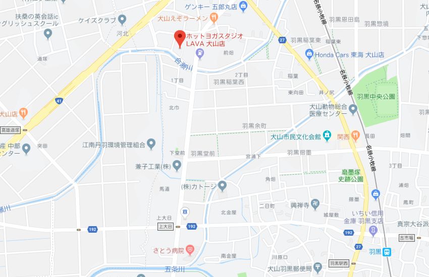 ホットヨガスタジオLAVA犬山店地図