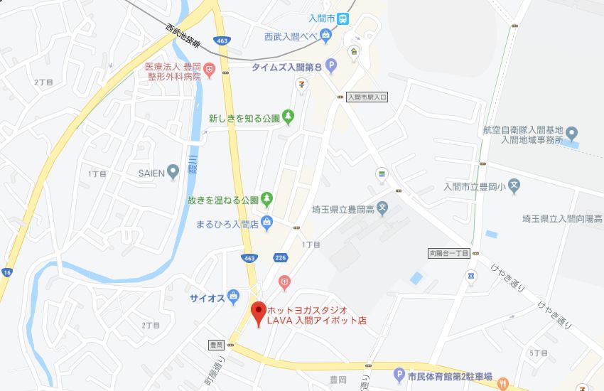 ホットヨガスタジオLAVA入間アイポット店地図