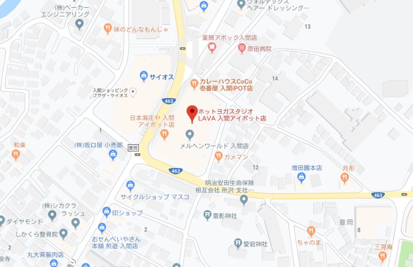 ホットヨガスタジオLAVA入間アイポット店地図