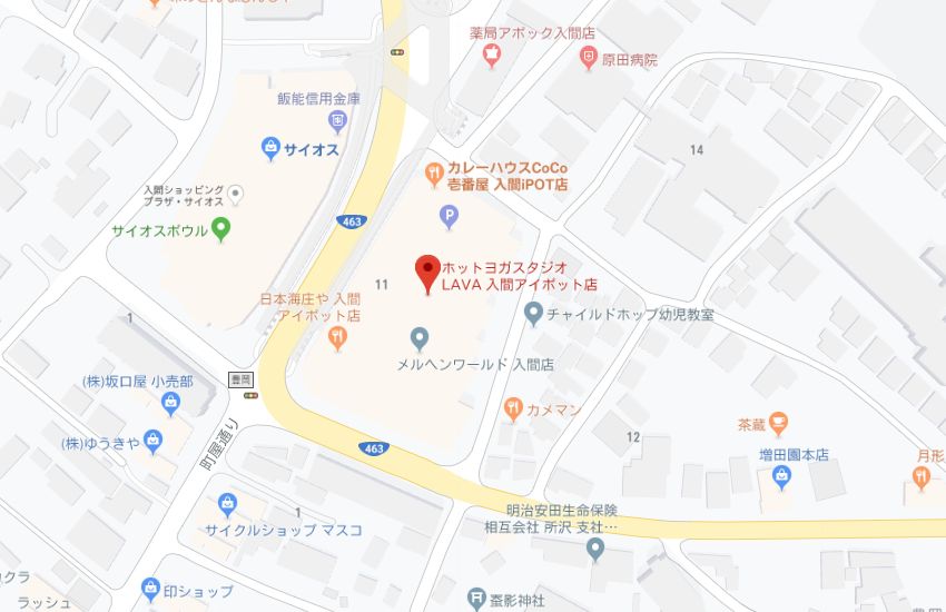 ホットヨガスタジオLAVA入間アイポット店地図