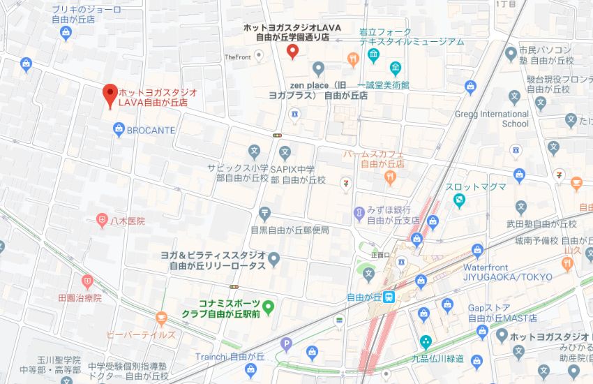 ホットヨガスタジオLAVA自由が丘店地図