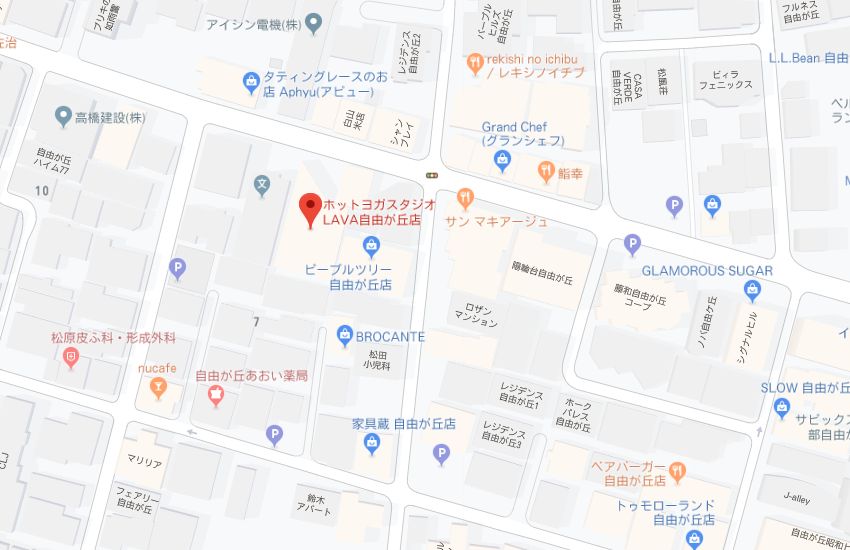 ホットヨガスタジオLAVA自由が丘店地図
