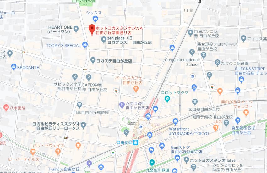 ホットヨガスタジオLAVA自由が丘学園通り店地図