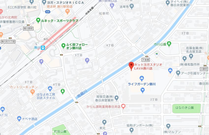ホットヨガスタジオLAVA勝川店地図