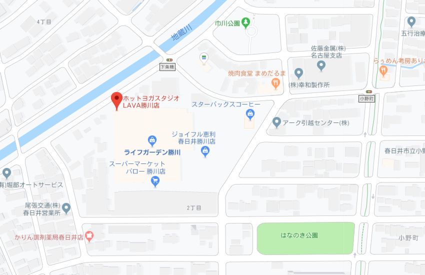 ホットヨガスタジオLAVA勝川店地図