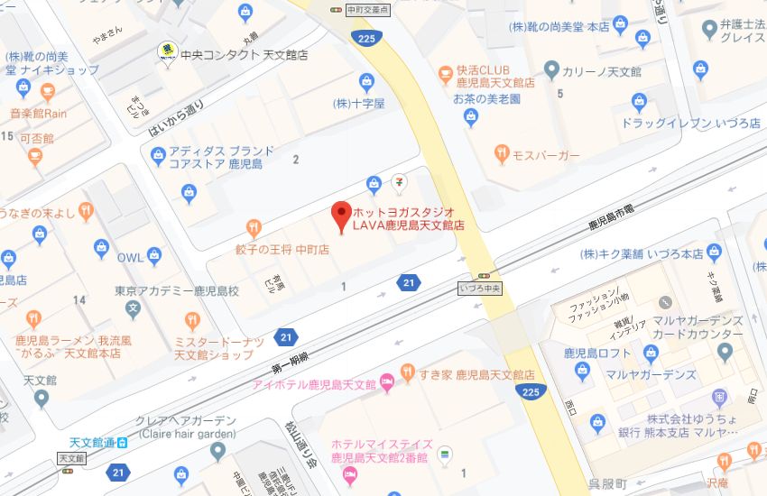 ホットヨガスタジオLAVA鹿児島天文館店地図
