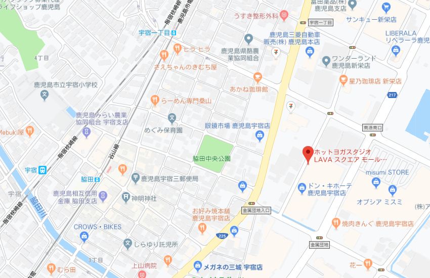 ホットヨガスタジオLAVAスクエアモール鹿児島宇宿店地図
