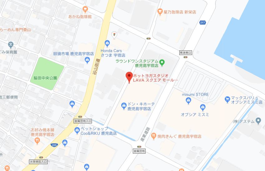 ホットヨガスタジオLAVAスクエアモール鹿児島宇宿店地図