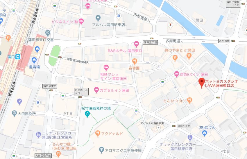 ホットヨガスタジオLAVA蒲田東口店地図