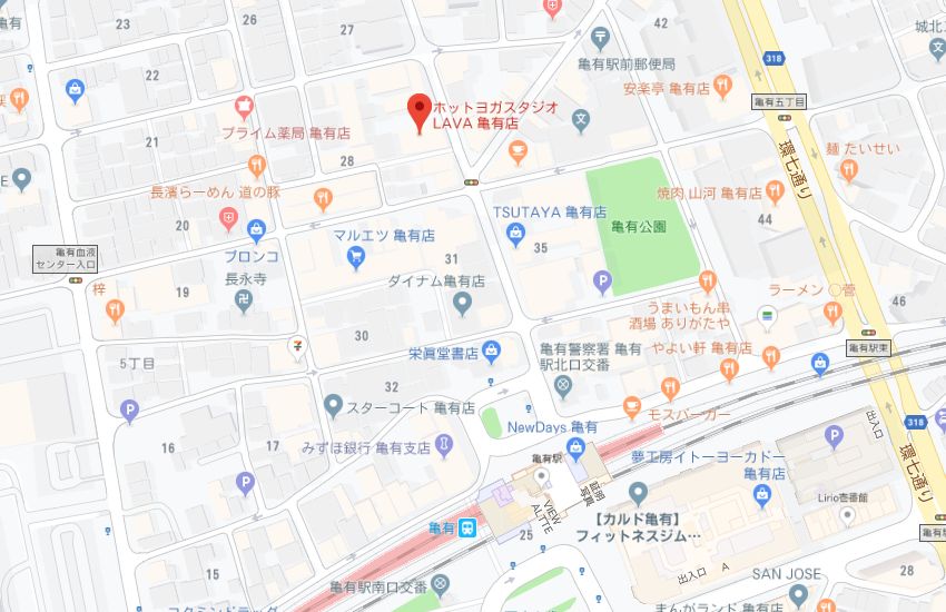 ホットヨガスタジオLAVA亀有店地図