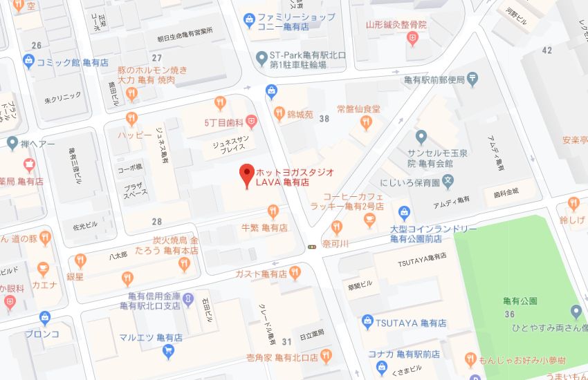 ホットヨガスタジオLAVA亀有店地図