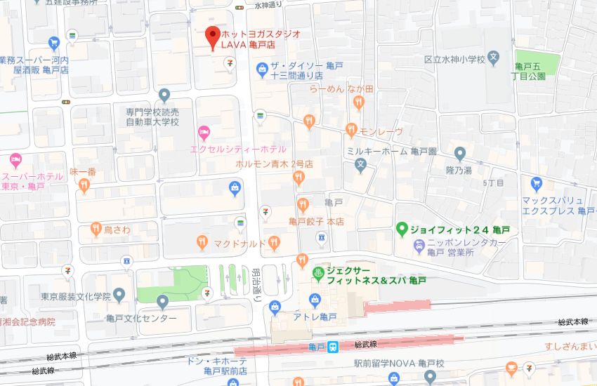 ホットヨガスタジオLAVA亀戸店地図