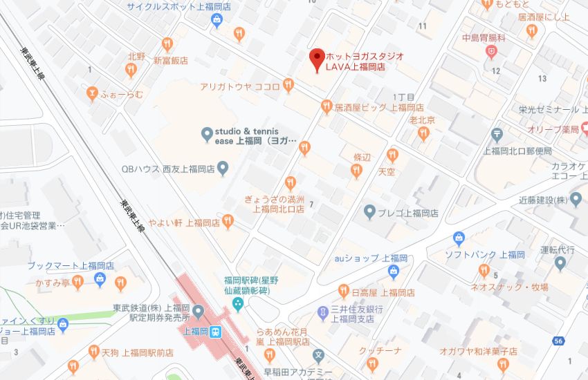 ホットヨガスタジオLAVA上福岡店地図