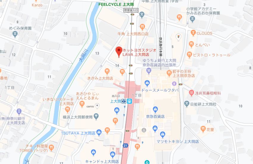 ホットヨガスタジオLAVA上大岡店地図