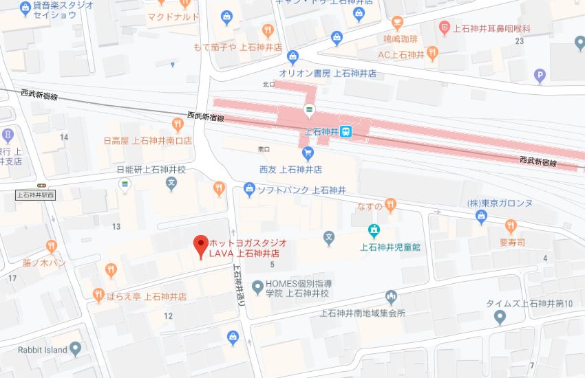 ホットヨガスタジオLAVA上石神井店地図