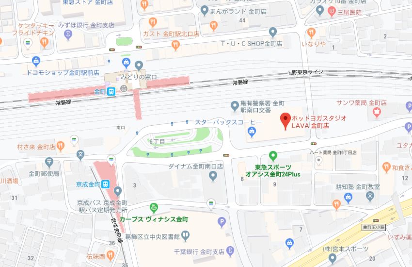 ホットヨガスタジオLAVA金町店地図