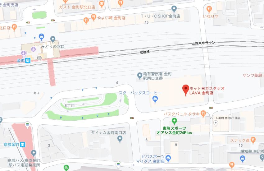 ホットヨガスタジオLAVA金町店地図