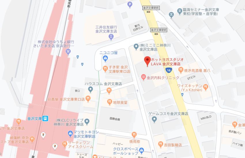 ホットヨガスタジオLAVA金沢文庫店地図