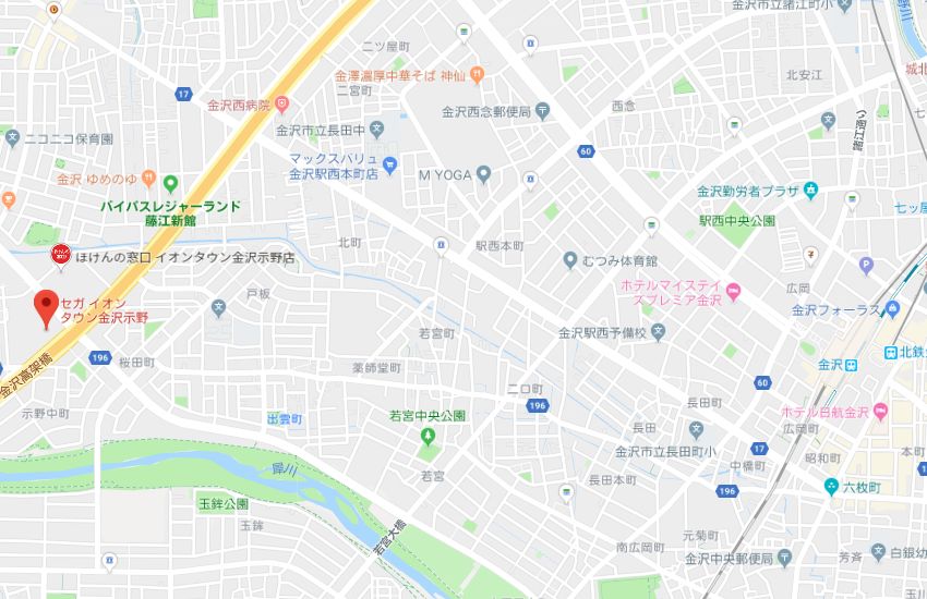 ホットヨガスタジオLAVAイオンタウン金沢示野店地図