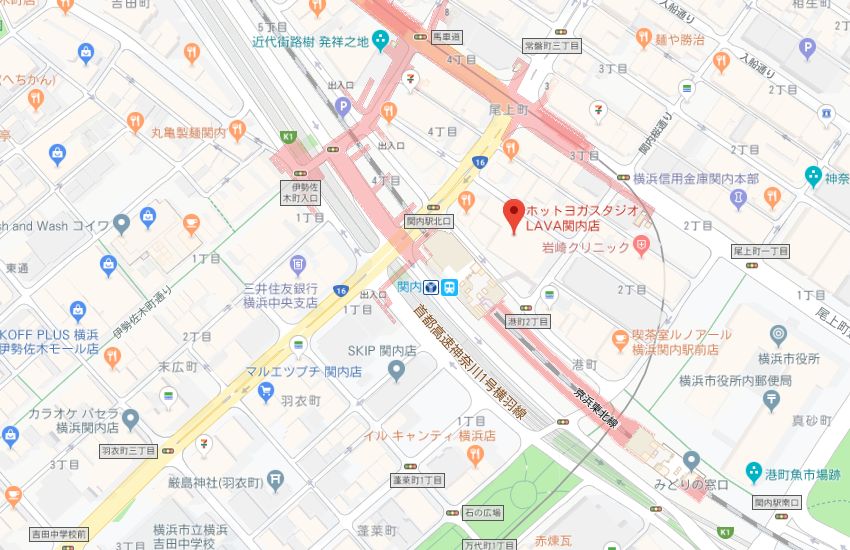 ホットヨガスタジオLAVA関内店地図