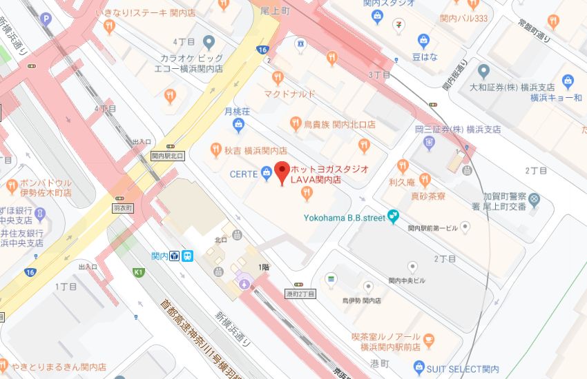 ホットヨガスタジオLAVA関内店地図