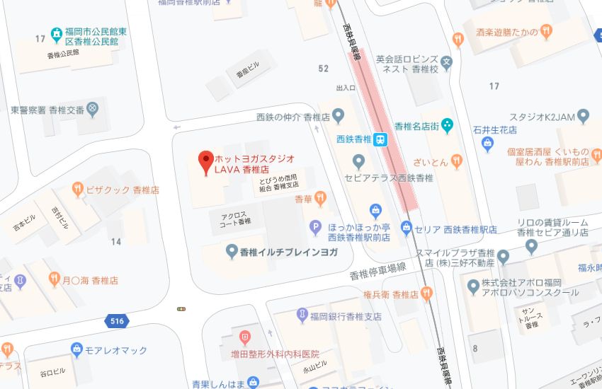ホットヨガスタジオLAVA香椎店地図