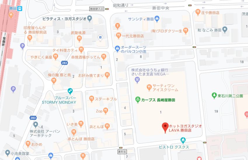 ホットヨガスタジオLAVA勝田店地図