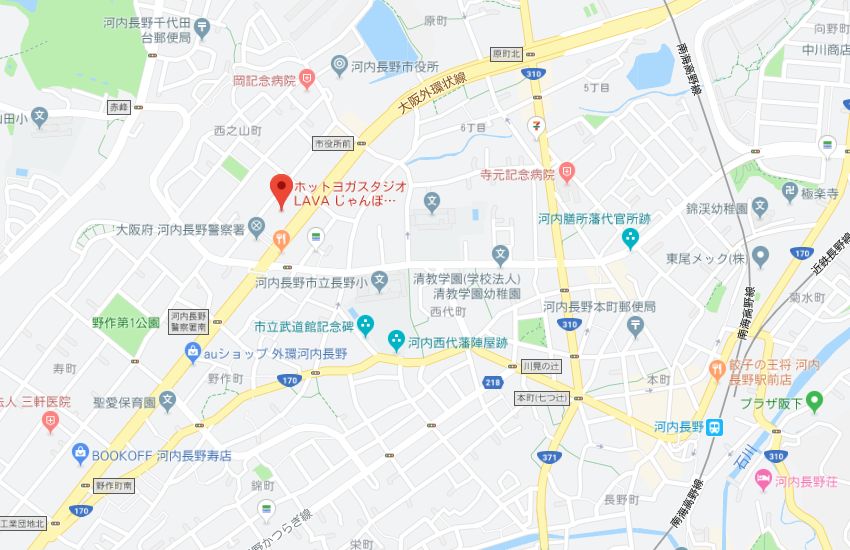 ホットヨガスタジオLAVAじゃんぼスクエア河内長野店地図